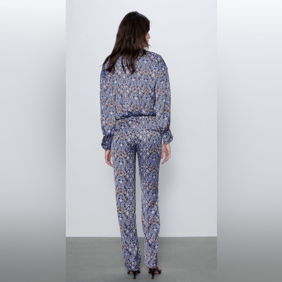 Zara TIED FLORAL BLOUSE - Picture 8 of 12